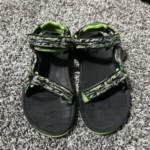 Teva Hurricane XLT 2 Kids Sandal Sz US 2 Green Black Hook-and-Loop S/N 1019390C